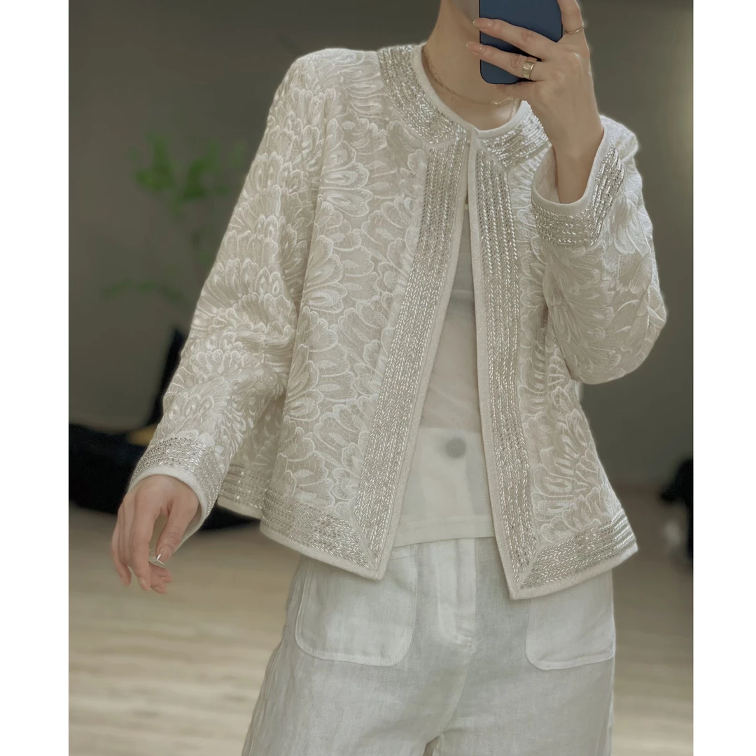 『春意盎然』新中式早春款穿搭气质短款重工钉珠刺绣外套