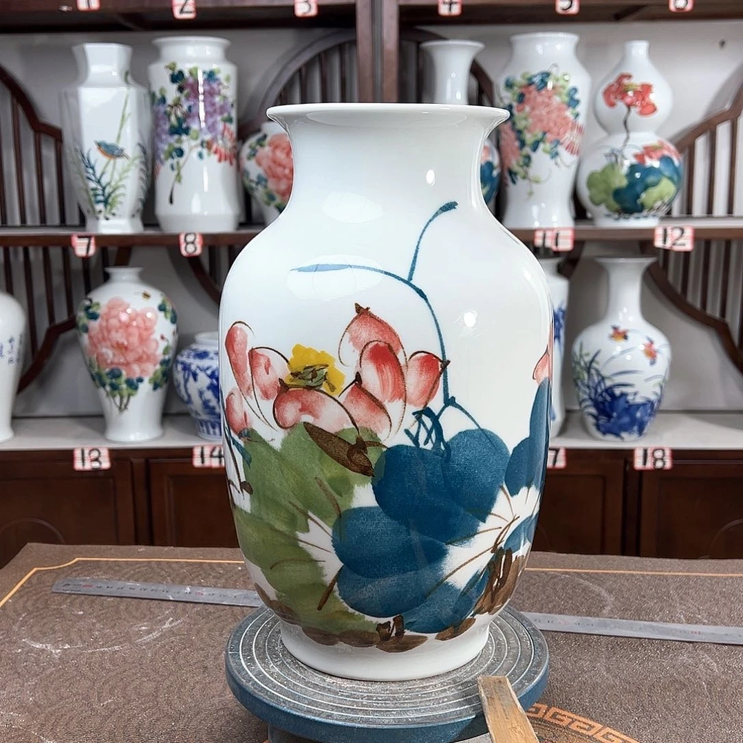 摆件景德镇陶瓷大冬荷花花