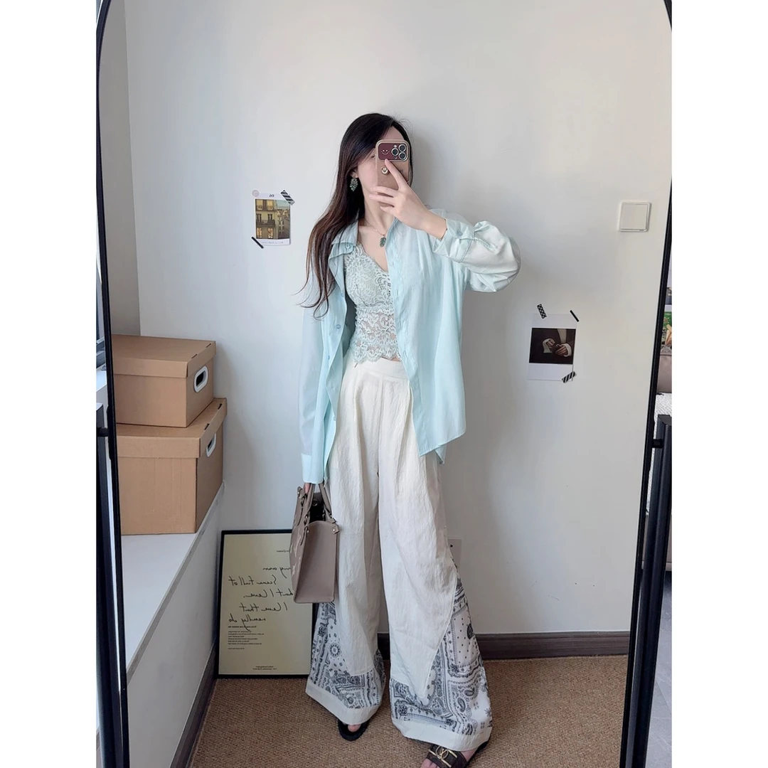 春季多巴胺防晒时尚衬衫长袖上衣简约纯色女士休闲百搭衬衣2028