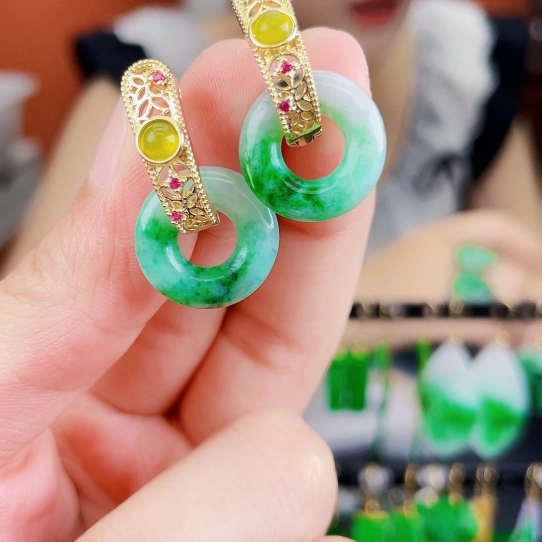 翡翠未镶嵌耳饰饰品