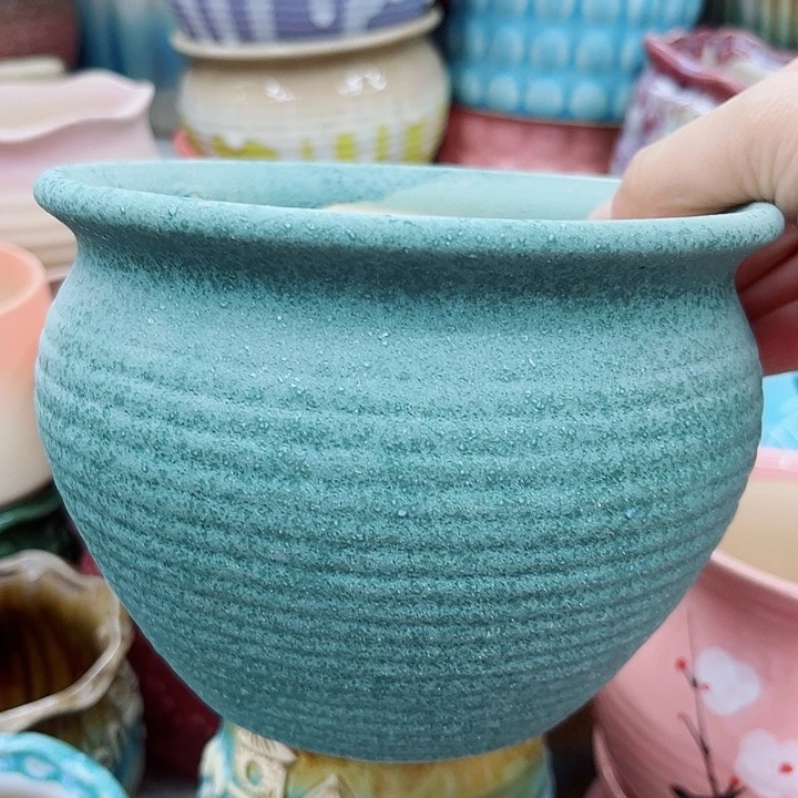 多肉綠植陶瓷花盆9.9包郵，有孔