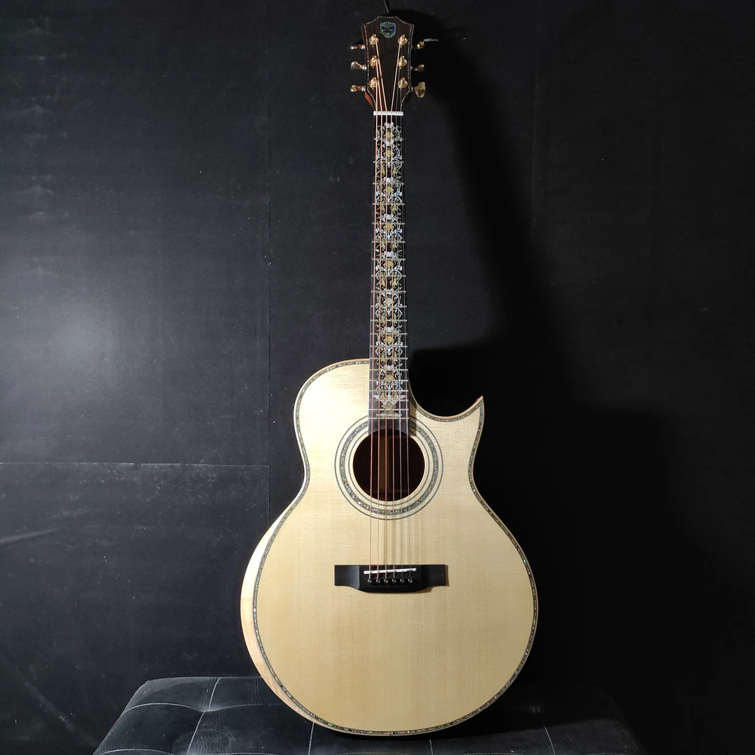 41寸手工白松可可菠萝全单民谣吉他专业指弹