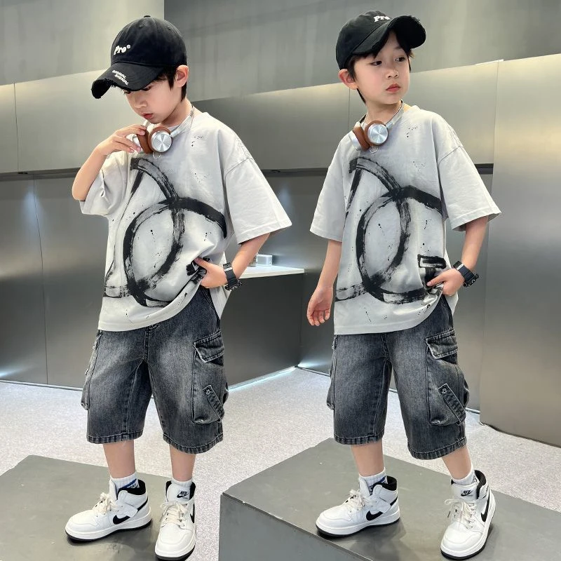 男童夏装套装新款夏款中大儿童装夏季男孩短袖痞帅气时髦潮酷