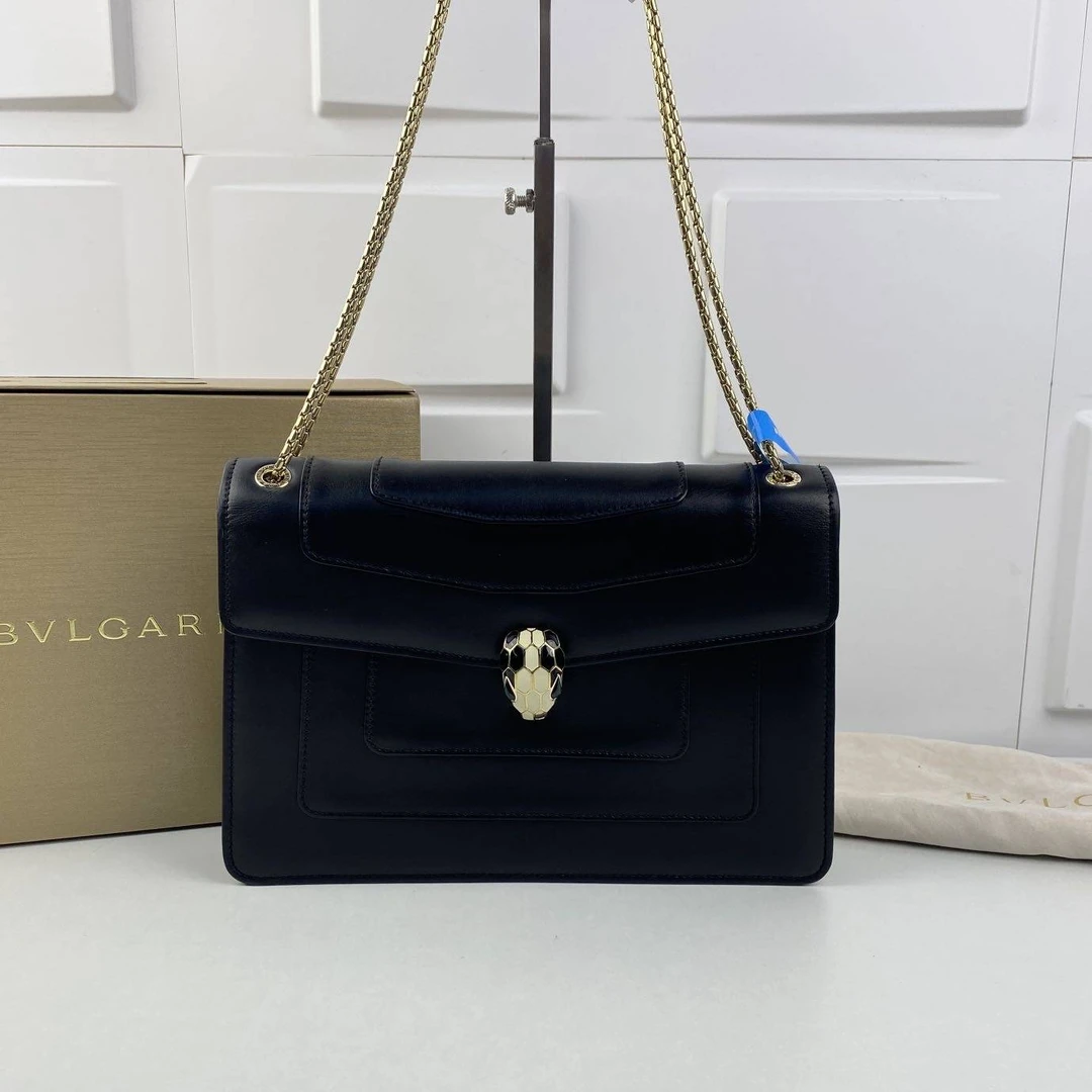 99新 BVLGARI/宝格丽 思斯专属 宝格丽黑色蛇头单肩包 THHZ3077