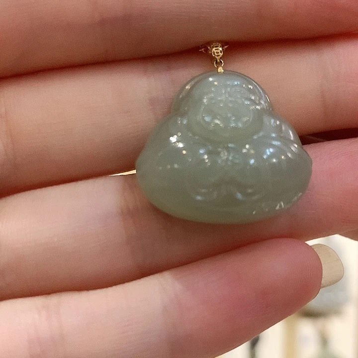 和田玉18K金镶嵌颈饰核*