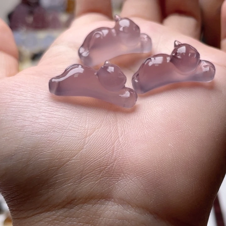 玛瑙/玉髓未镶嵌玛瑙紫趴趴猫