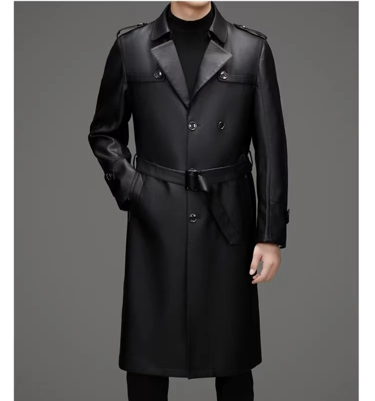 【皇冠NG】6777男士真皮 休闲商务时尚高档长款冬季加厚保暖外套