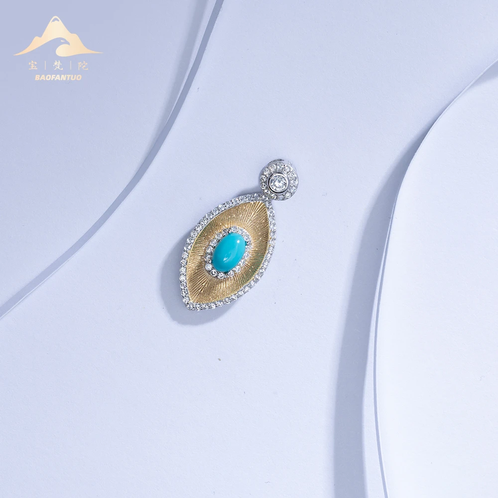 宝梵陀S925银绿松石吊坠  8194