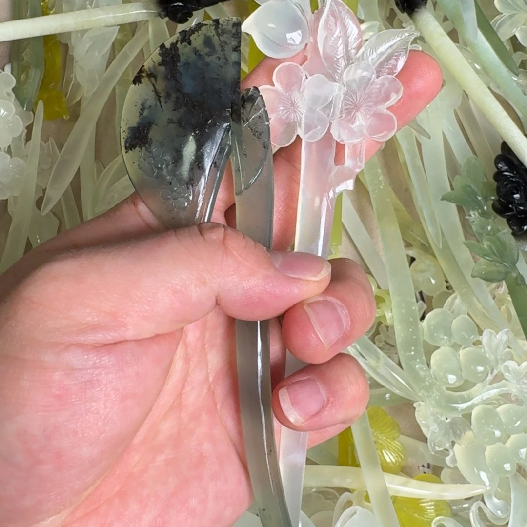 岫玉发饰未镶嵌江*月