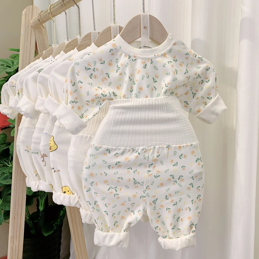 婴幼儿纯棉吸汗A类33004秋衣裤宝宝高腰护肚套装宝宝纯棉打底衣