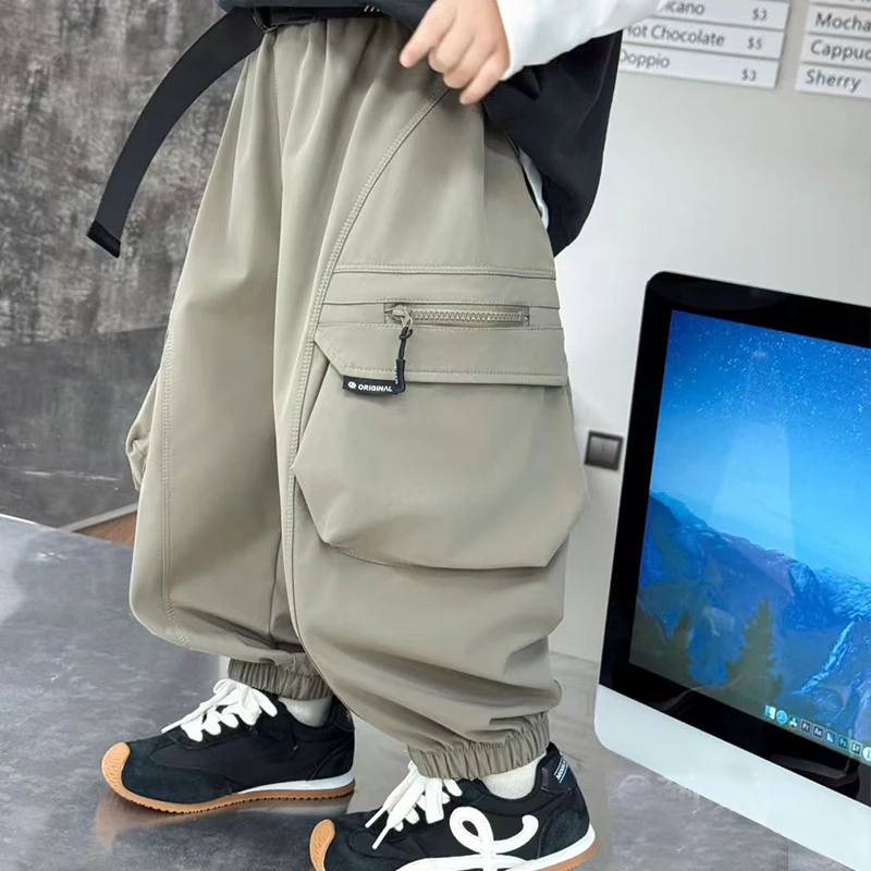 男童裤子春秋款工装裤2025新款秋季长裤中大儿童男孩秋装休闲裤潮