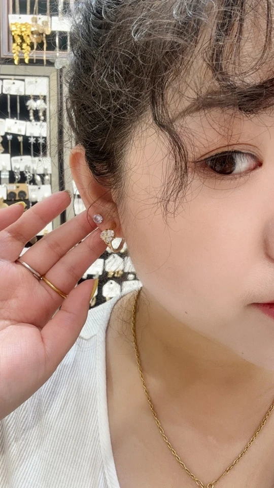 钛钢无非金属耳饰 爱心锆石耳环女简约冷淡风小清简约百搭耳饰