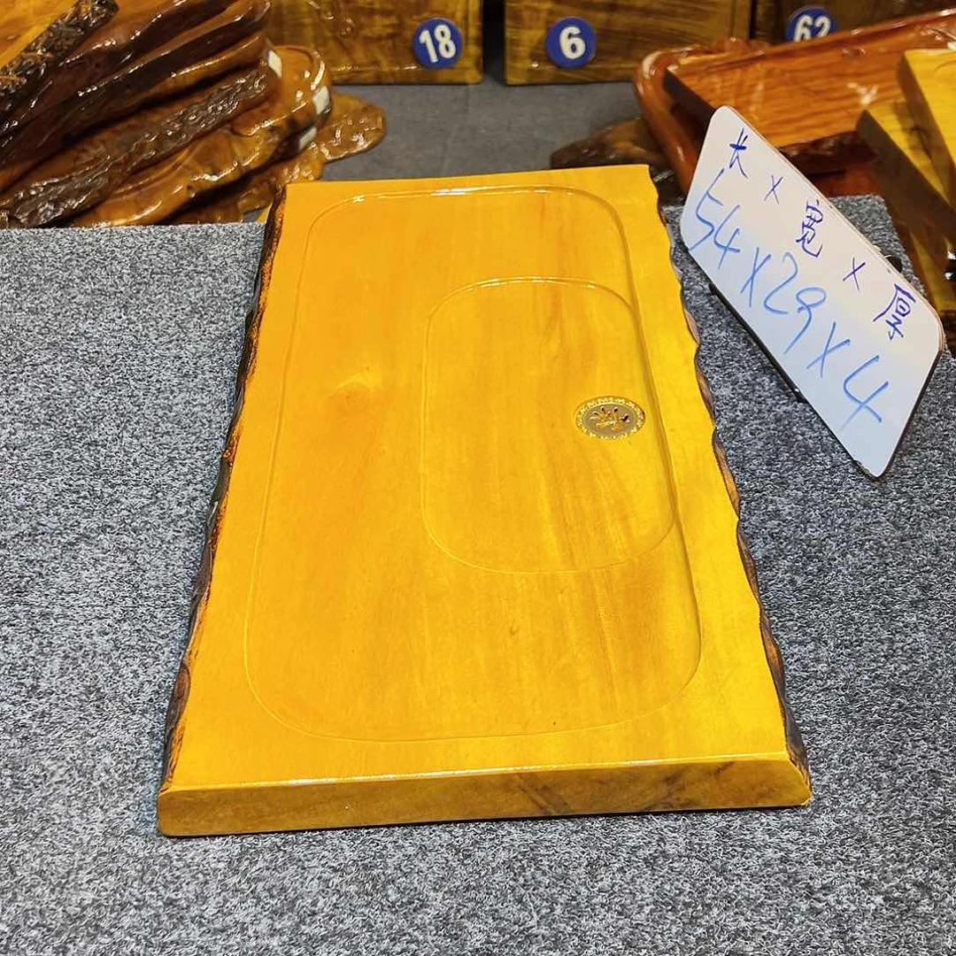 楠木缅甸大叶金丝楠木茶盘，整板无拼接