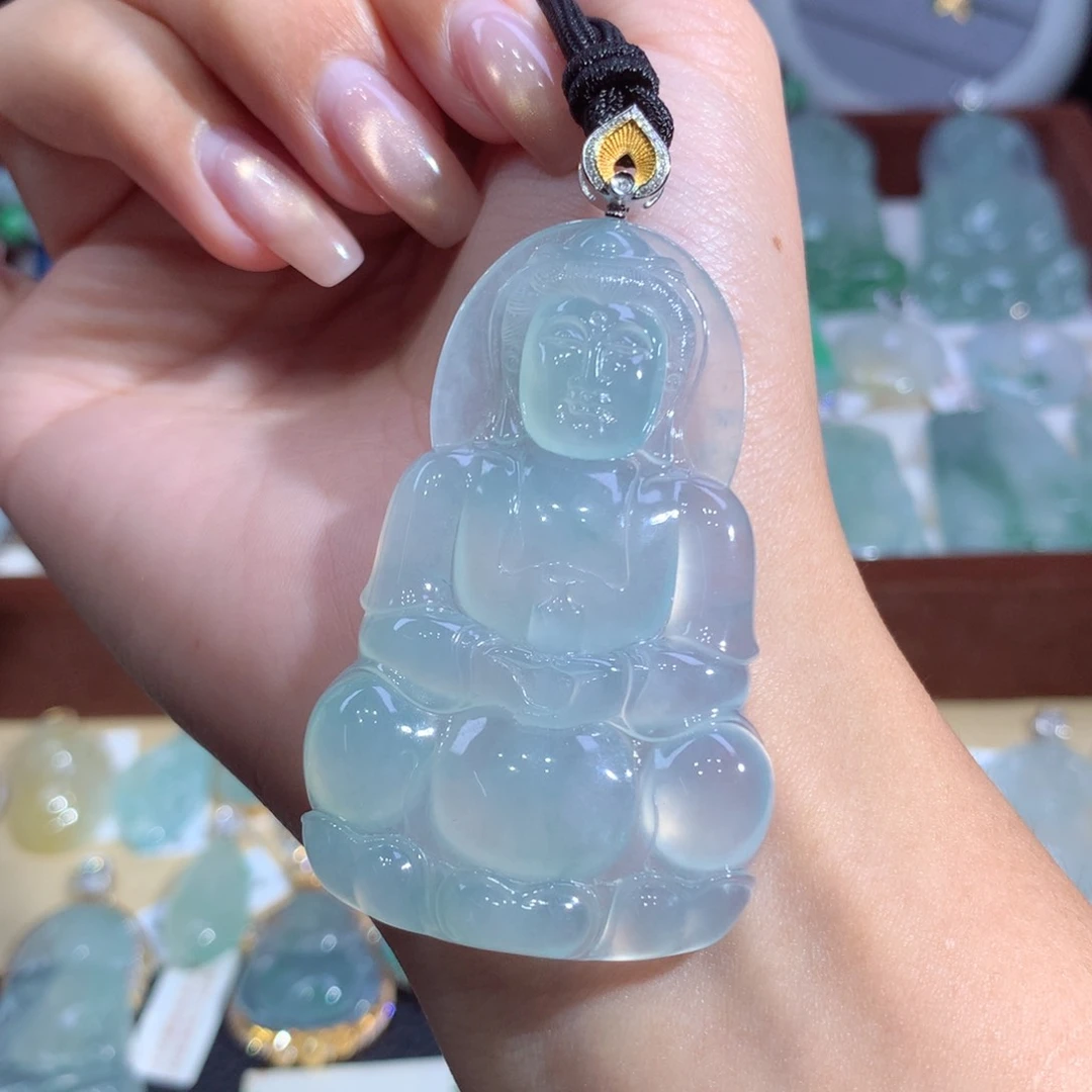 吊坠(不含链)18K金镶嵌翡翠