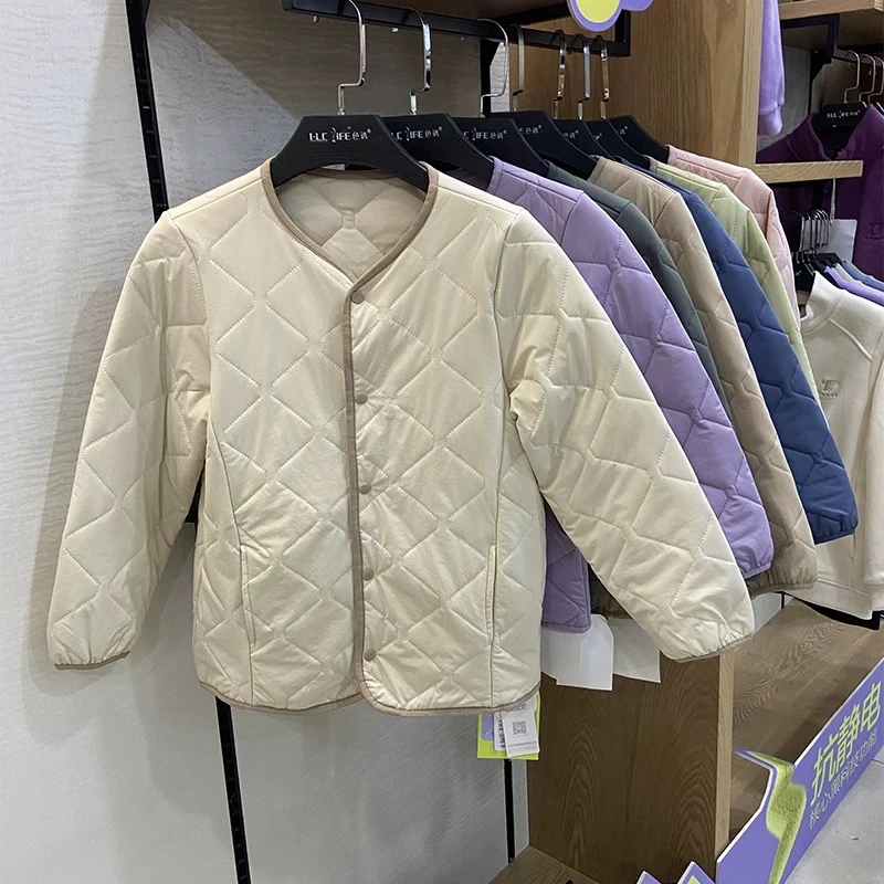 （儿童菱格棉服）秋季保暖加绒秋冬加厚秋冬三防菱形格宽松