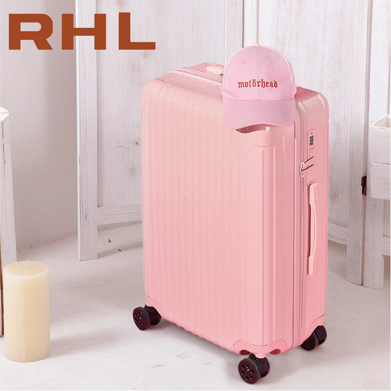 拉链行李箱女pc拉杆箱万向轮登机箱超轻密码箱男旅行箱马卡龙色