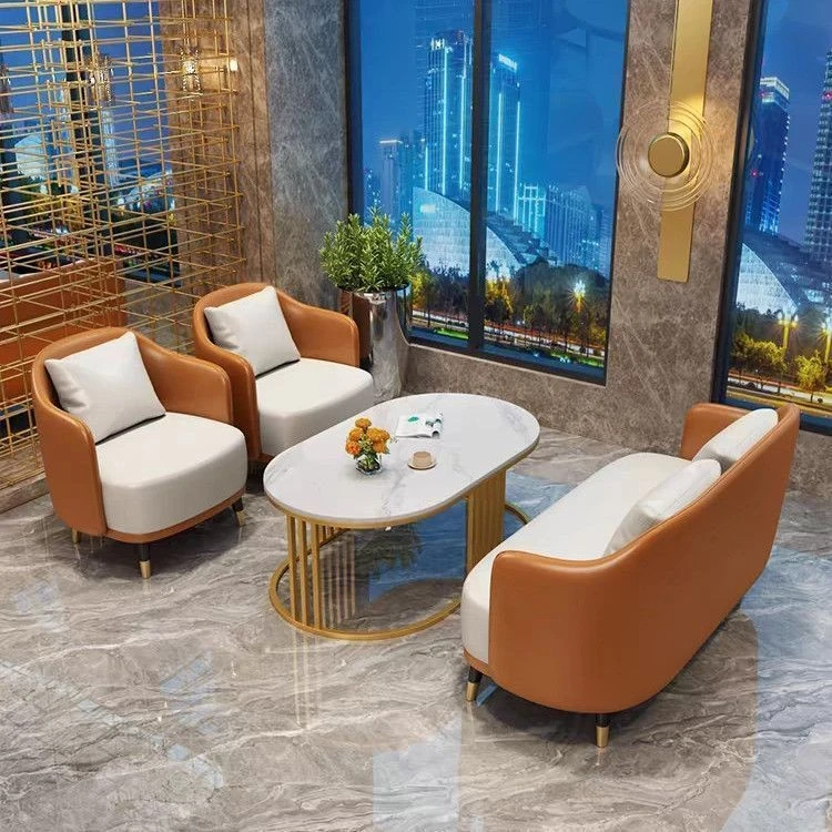 轻奢奶茶店网红休闲洽谈桌椅组合休息区接待沙发双人沙发简约酒店