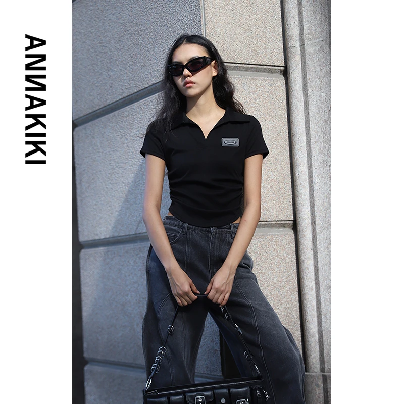 ANNAKIKI V领短袖T恤 3D3B0204H600