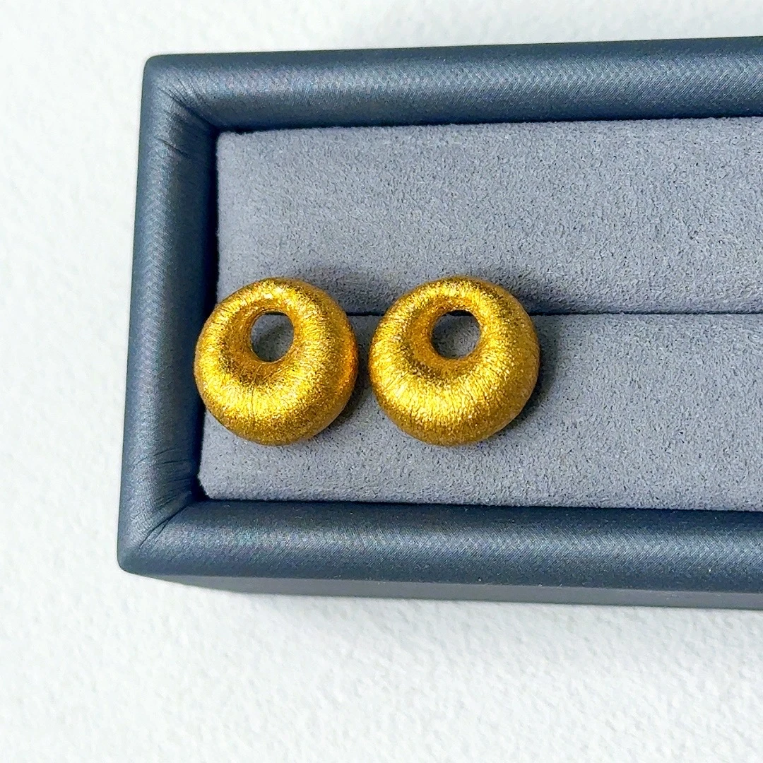 高定精工小圆坨耳钉-F001