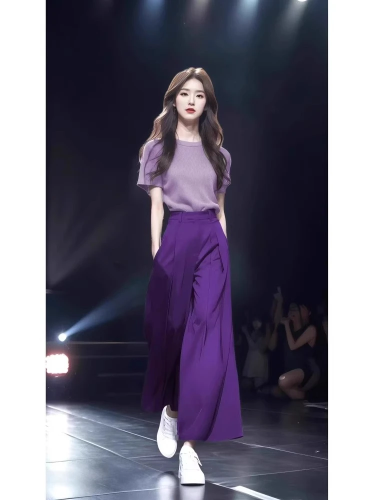 2025超火夏装一整套高级松弛感穿搭时尚减龄轻奢衬衫阔腿裤两