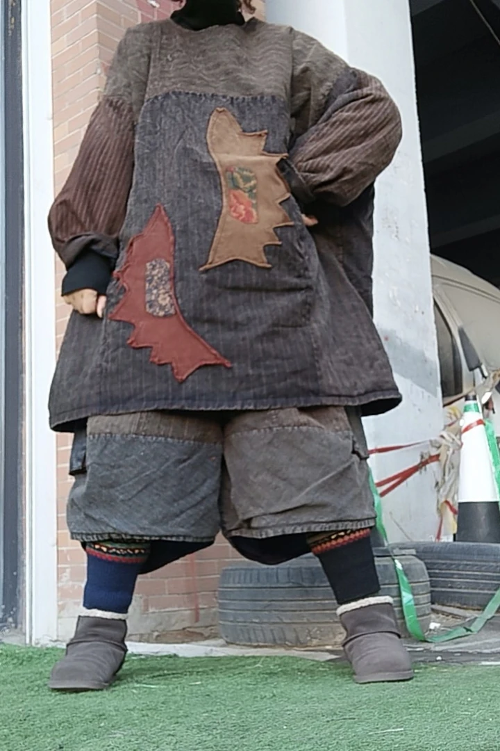 无吊牌老粗布磨白做旧树叶棉服上衣直播间自己选色