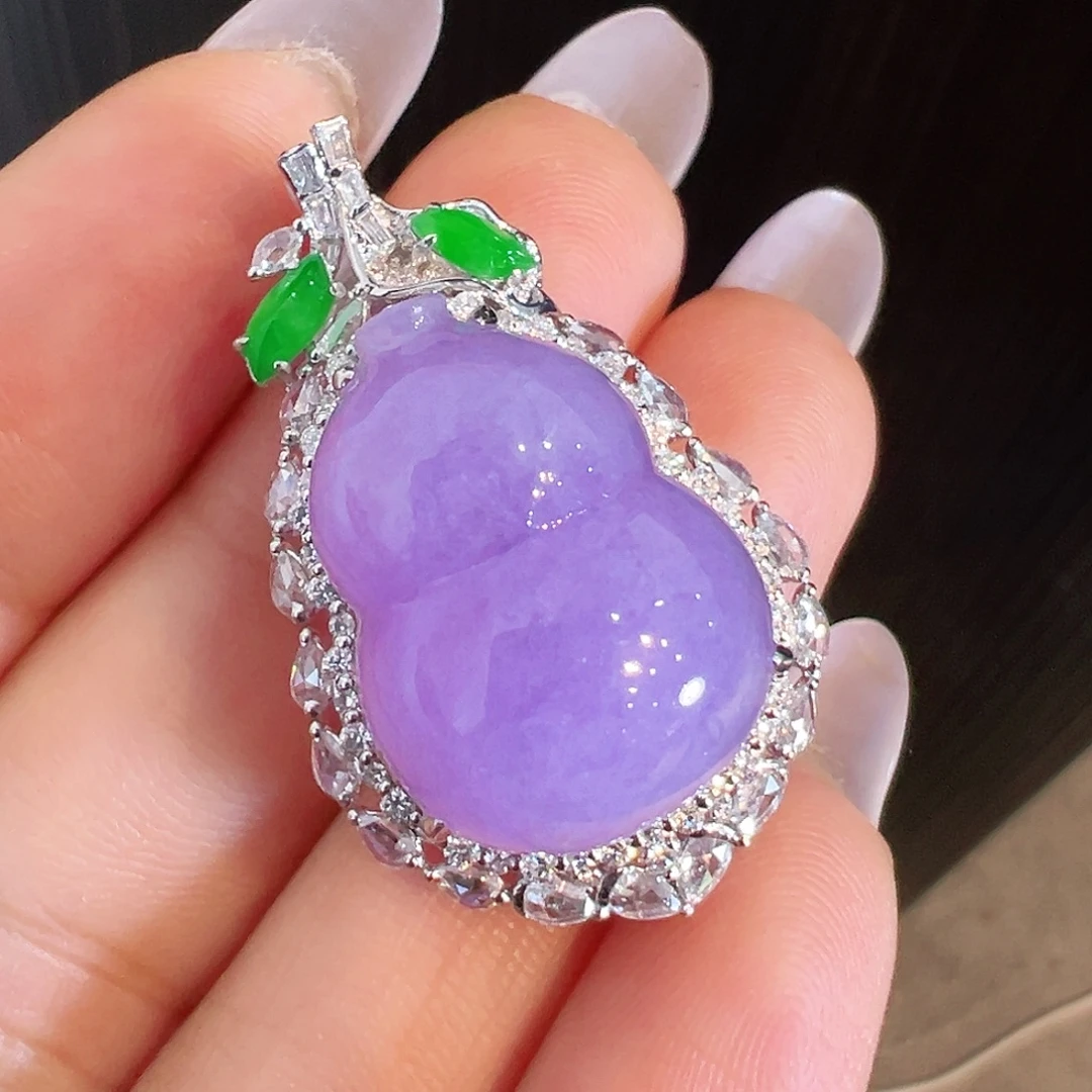 雯***雯翡翠18K金镶嵌吊坠(不含链)