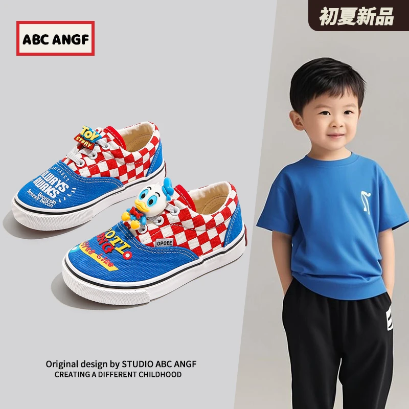 ABC ANGF官方儿童帆布鞋2025春秋新款软底鞋一脚蹬板鞋宝宝布鞋子