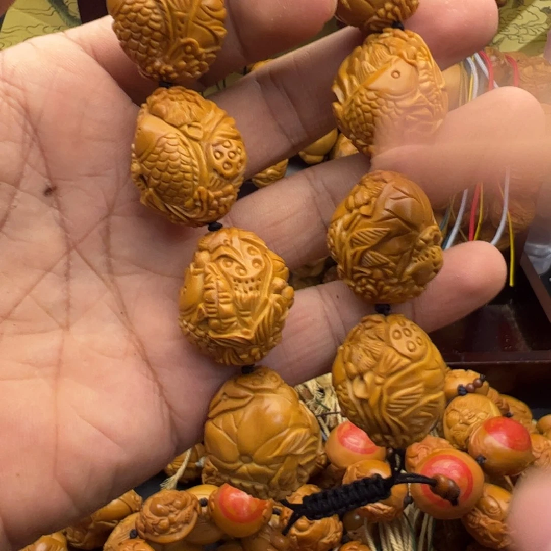 不***子橄榄核手串/手链2.4鲤鱼戏莲花