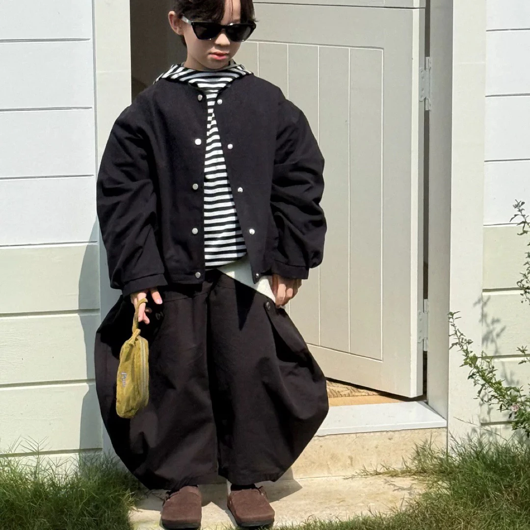 儿童立体棉布加绒弯刀长裤