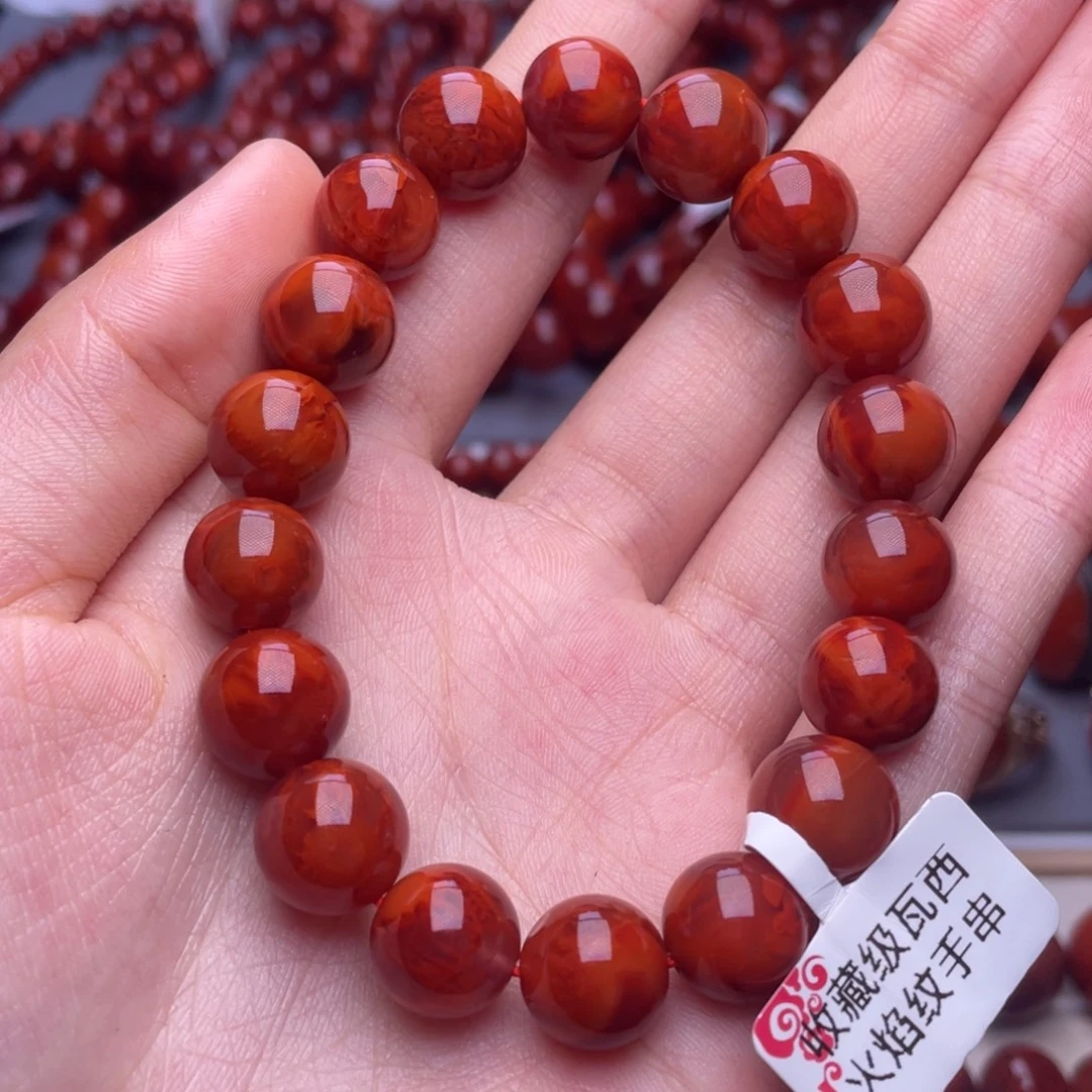 南红玛瑙未镶嵌其他11mm高品瓦西玫红妖火焰手串