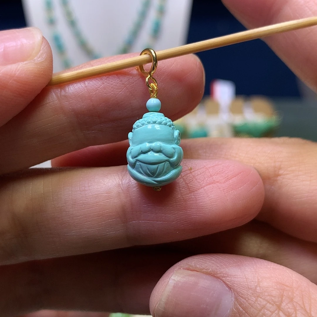 绿松石银S925镶嵌不说佛