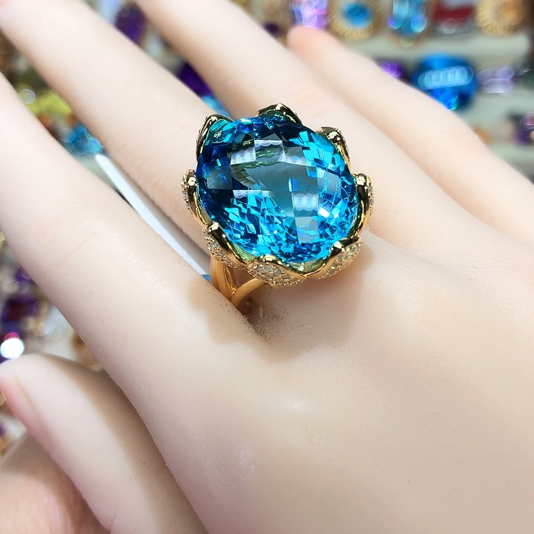 银S925镶嵌托帕石戒指