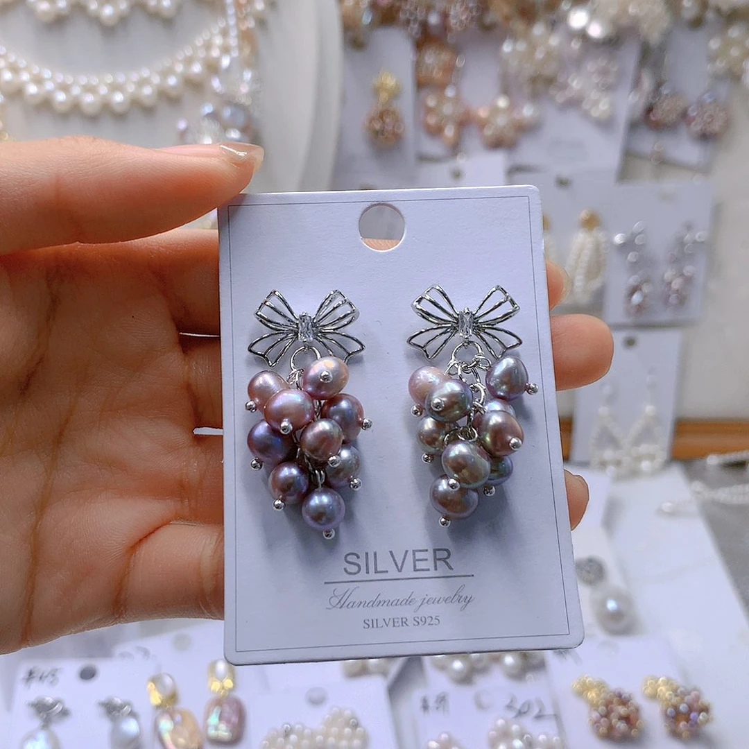 银S925镶嵌耳饰淡水珍珠?****?