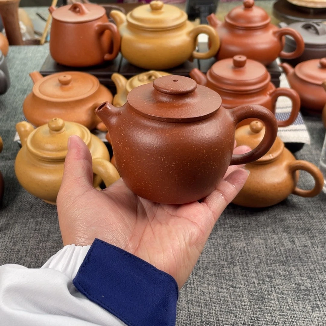 紫砂茶壶红降坡巨轮全手30目150