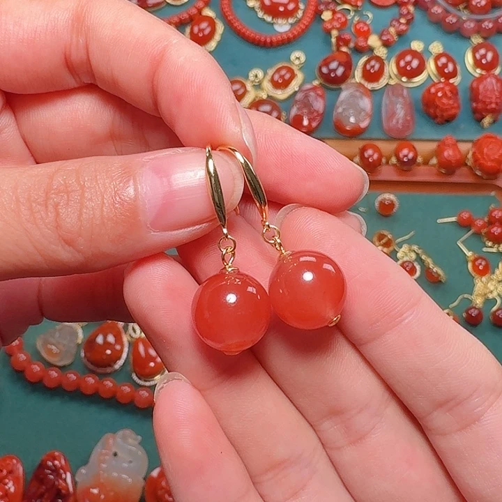 南红玛瑙银S925镶嵌12+