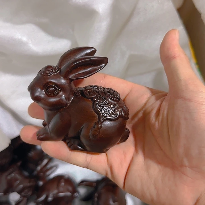 木黑檀木10福财兔一只