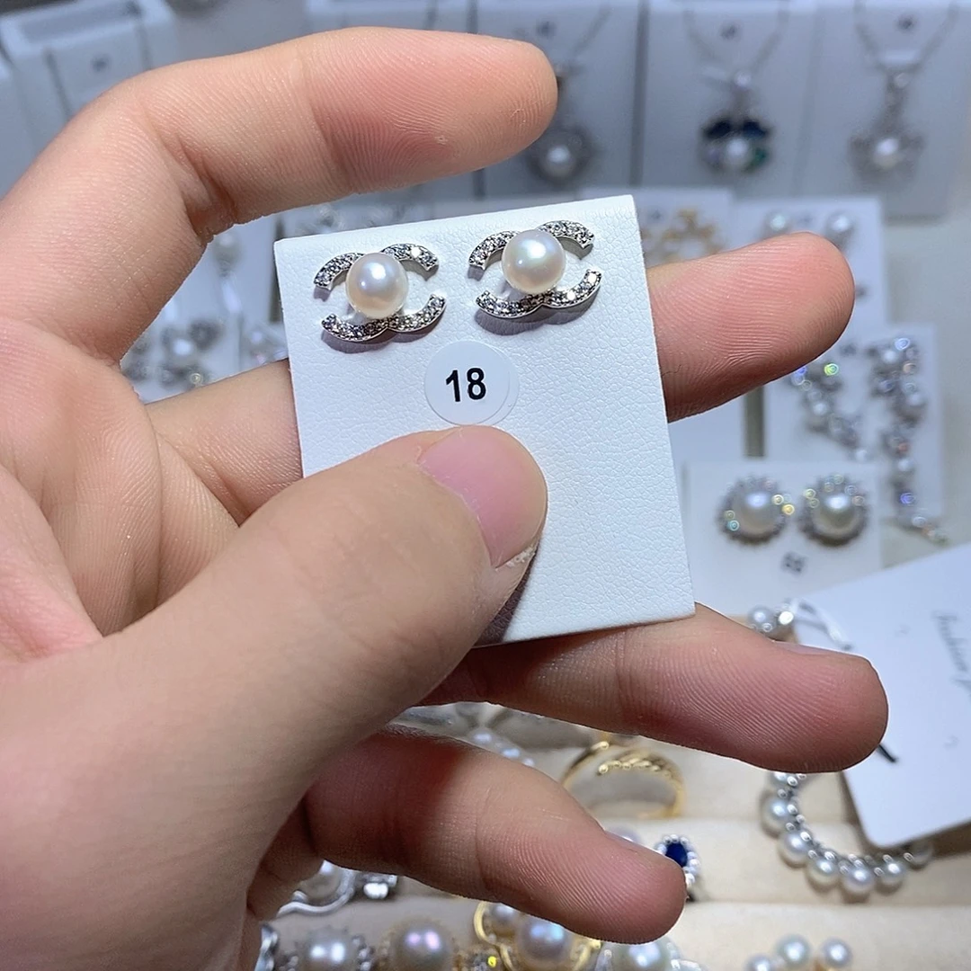 淡水珍珠耳坠银S925镶嵌