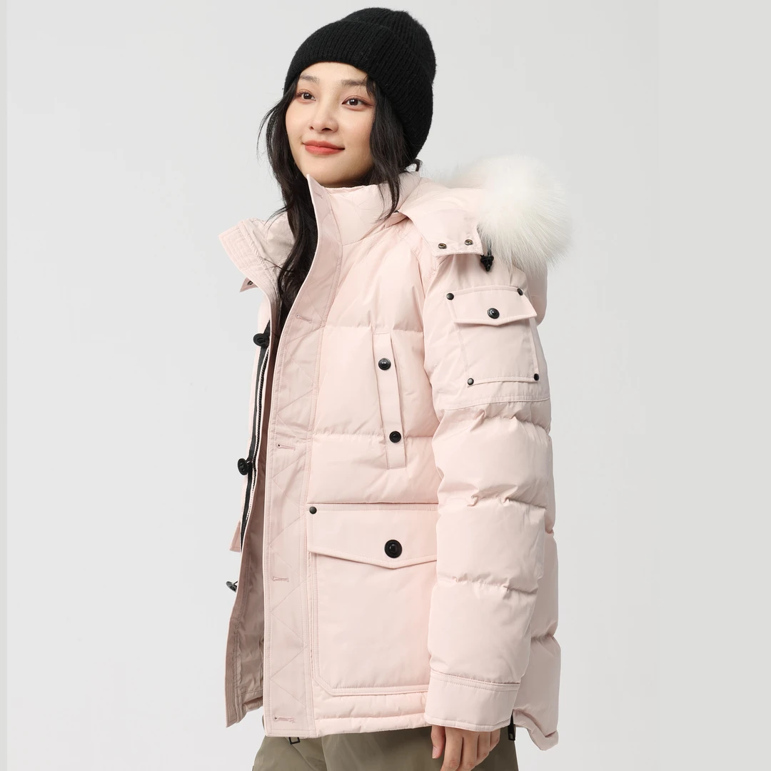 羽小白【羽小白】新款90白鸭绒中长款情侣款宽松休闲户外羽绒服
