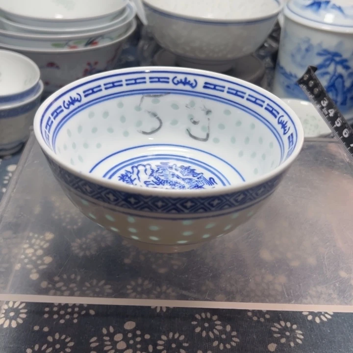 陶瓷青花玲珑5寸饭碗