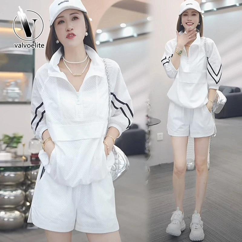 VALVOELITE新款高级感轻奢设计感短袖上衣高腰短裤时尚休闲套装女