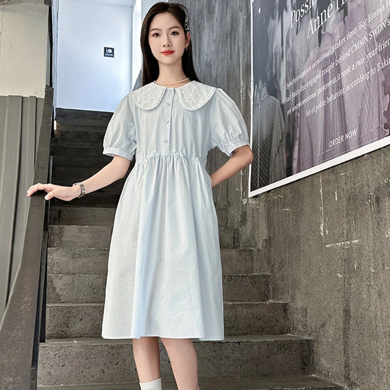 女大童裙子夏装2025新款中学生超好看纯棉过膝长裙女童夏季连衣裙