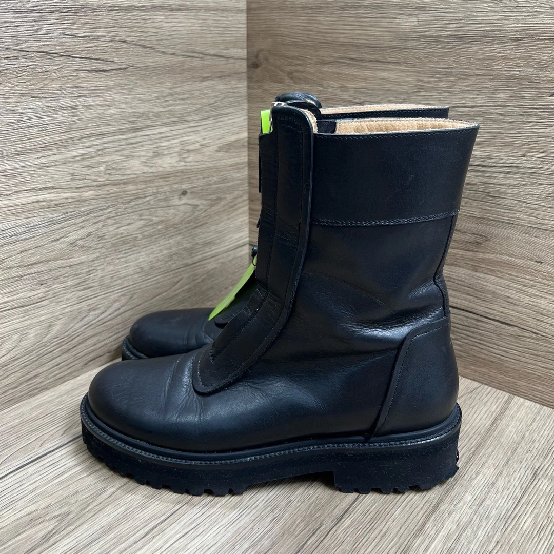 95新 Maison Margiela/梅森马吉拉 黑色拉链长筒靴 37码