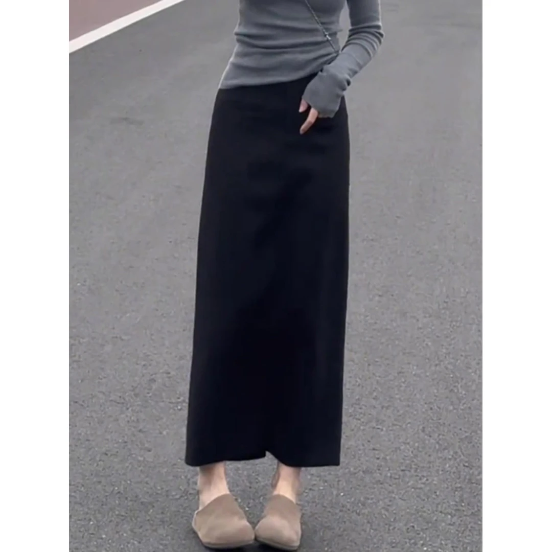 美爆了！！极简西装半身裙女秋季新款显瘦气质百搭洋气开叉直筒长裙