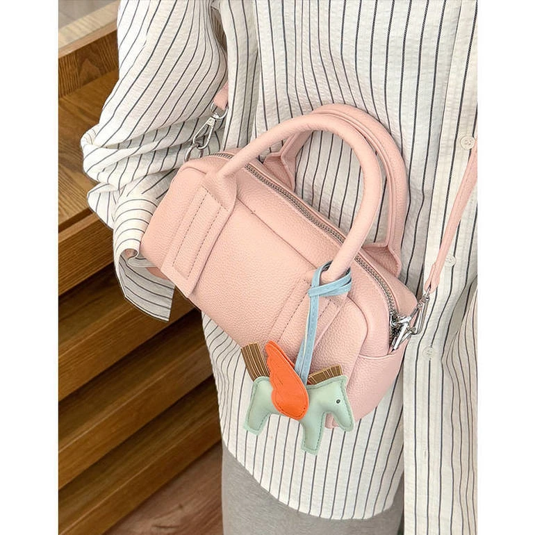 【美女】春夏新款手提小包包女简约枕头包保龄球百搭洋气通勤斜跨