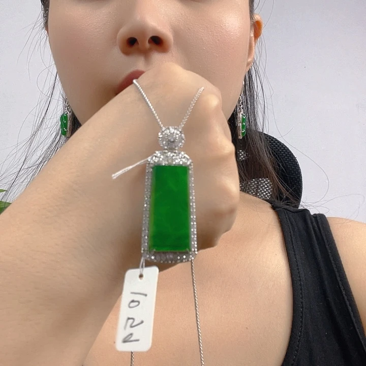 翡翠银S925镶嵌吊坠(不含链)