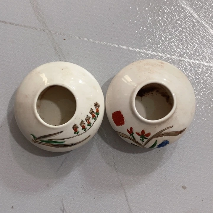 荷***叶瓷片一厂兰花水盂两个