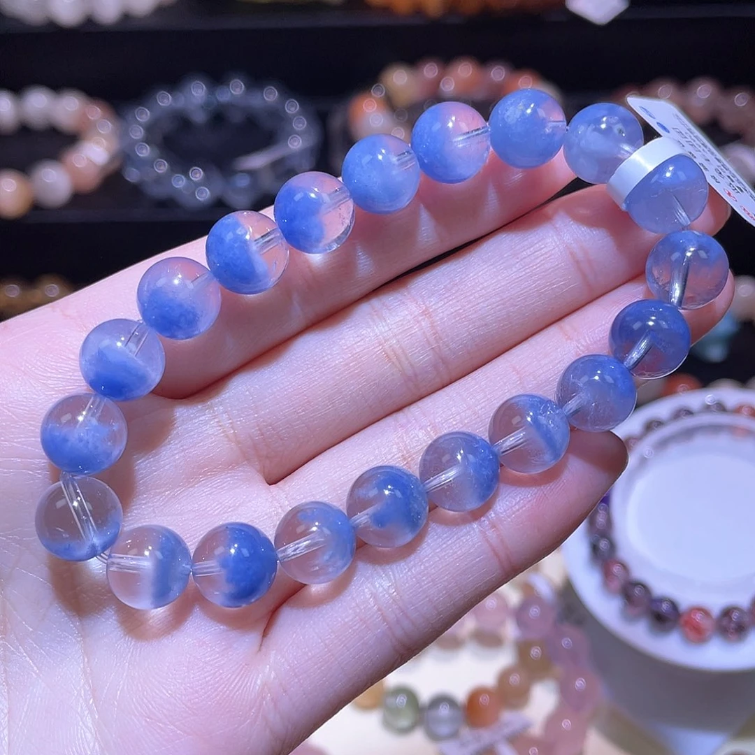 水晶手链未镶嵌兔毛手链，晶体通透9.5+