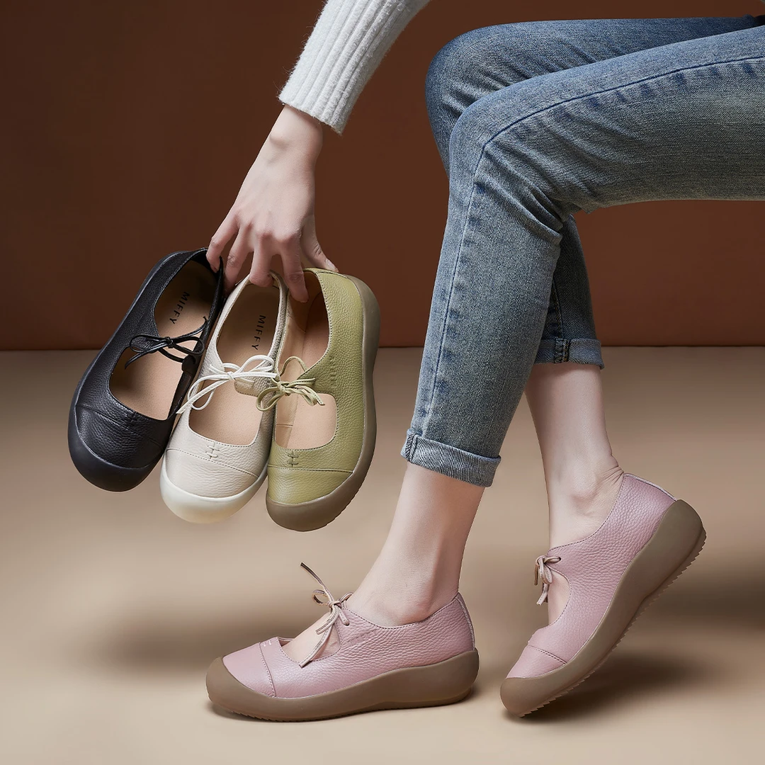 | 惊喜-275 | 5公分  头层牛皮休闲板鞋女软底包头真皮女鞋