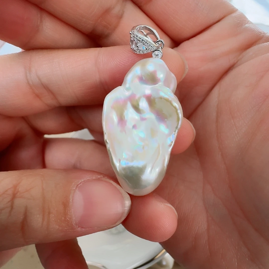 淡水珍珠银S925镶嵌颈饰槿*