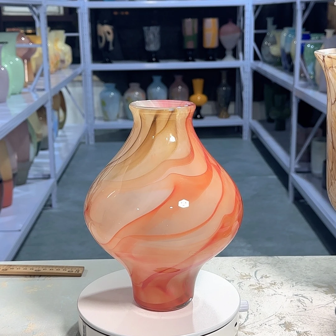 琉璃红色系手工琉璃花瓶单只